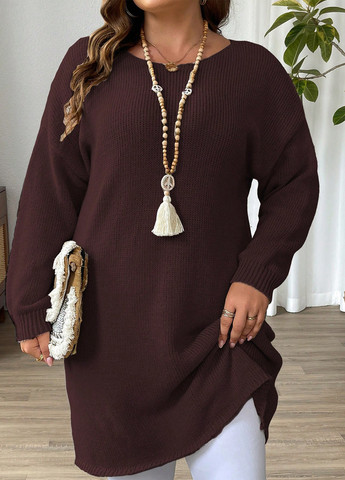 Темно-бордова кежуал сукня сукня светр SHEIN однотонна