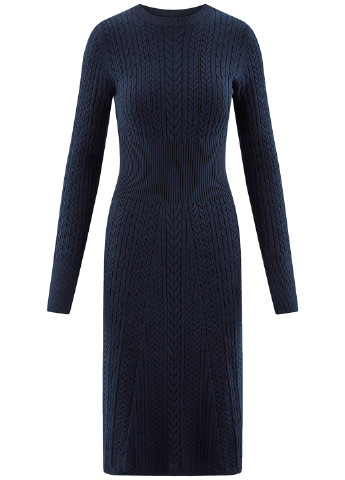 Темно-синее кэжуал платье с длинным рукавом Oodji однотонное