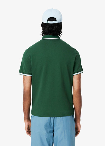 Темно-зеленая футболка-поло для мужчин Lacoste однотонная