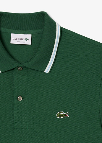 Темно-зеленая футболка-поло для мужчин Lacoste однотонная