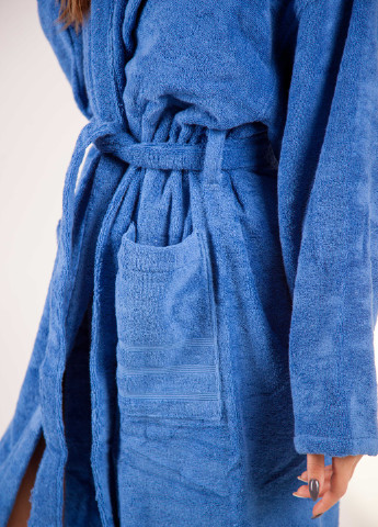 Халат махровый New Wave с капюшоном, синий, размер M (3800980992190) Bulgaria-Tex (251719525)