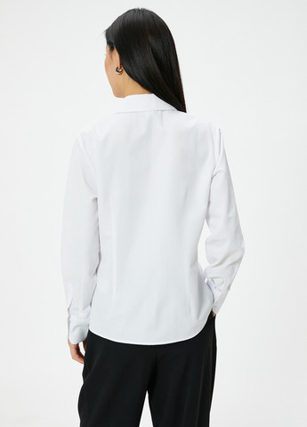 Белая классическая, кэжуал рубашка однотонная KOTON