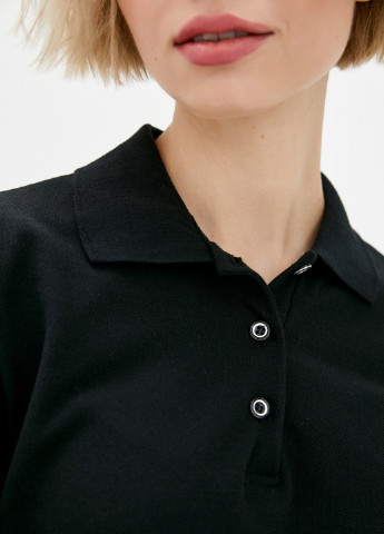 Черная женская футболка-поло Promin однотонная