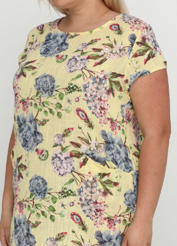 Лимонное кэжуал платье New Collection с цветочным принтом