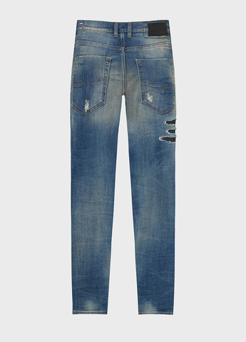 Темно-голубые демисезонные зауженные джинсы Diesel