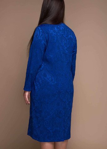 Серо-голубое кэжуал однотонное платье из жаккарда ирма электрик Tatiana однотонное