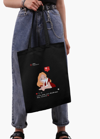 Еко сумка шоппер черная Алиса в маске Дисней Карантин (Disney Quarantine) (9227-1419-BK) MobiPrint (236390548)