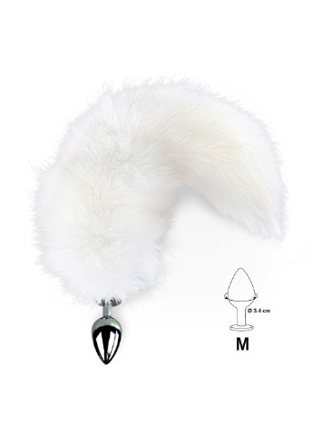 Металлическая анальная пробка с хвостом из натурального меха size M White fox Art of Sex (254953737)