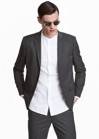 Піджак H&M з довгим рукавом однотонний темно-сірий кежуал