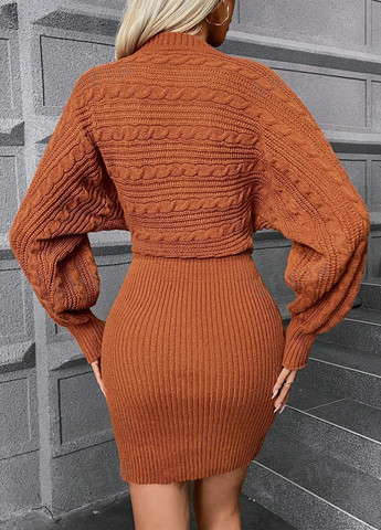 Коричнева кежуал сукня сукня светр SHEIN меланжева