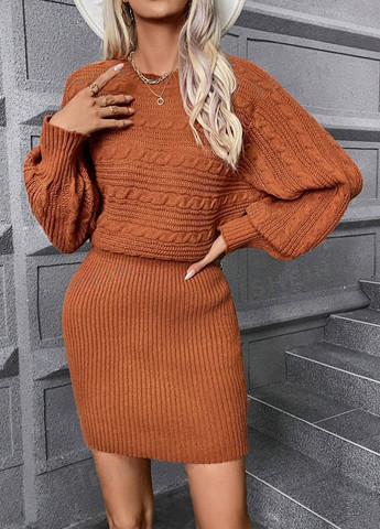 Коричнева кежуал сукня сукня светр SHEIN меланжева