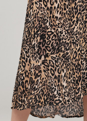 Песочная кэжуал леопардовая юбка Stradivarius