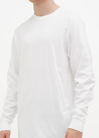 Белый демисезонный кэжуал лонгслив Blue 84 однотонный