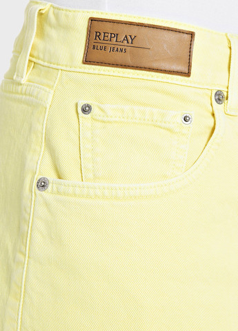 Желтая кэжуал, джинсовая однотонная юбка Replay а-силуэта (трапеция)