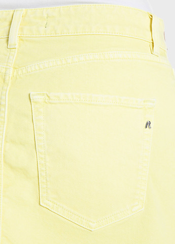 Желтая кэжуал, джинсовая однотонная юбка Replay а-силуэта (трапеция)