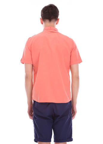 Оранжевая кэжуал рубашка однотонная Sun Valley с коротким рукавом