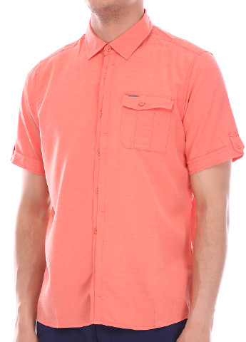 Оранжевая кэжуал рубашка однотонная Sun Valley с коротким рукавом