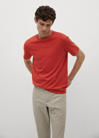 Червона футболка органічна бавовна з коротким рукавом Mango Basic