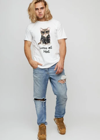 Біла футболка чоловіча basic /air print/ YAPPI