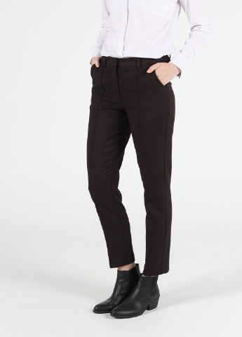Темно-бордовые классические демисезонные зауженные брюки Colin's