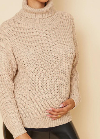 Бежевый демисезонный свитер для беременных PrettyLittleThing
