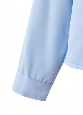 Светло-синяя однотонная блузка SHEIN демисезонная