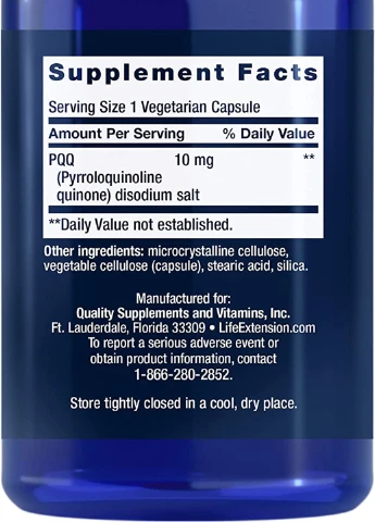 Пирролохинолинхинон PQQ (pyrroloquinoline quinone) 10 mg 30 Veggie Capsules Life Extension (254916583)