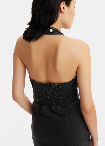 Темно-серое джинсовое платье с открытой спиной Levi's однотонное