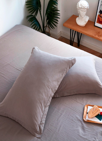 Комплект постельного белья вареный хлопок голубой/серый евро Love You (250498017)