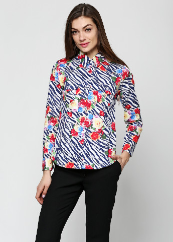 Синяя кэжуал рубашка с цветами ZUBRYTSKAYA