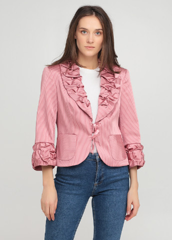 Розовый деловой пиджак Space - полосатый - летний