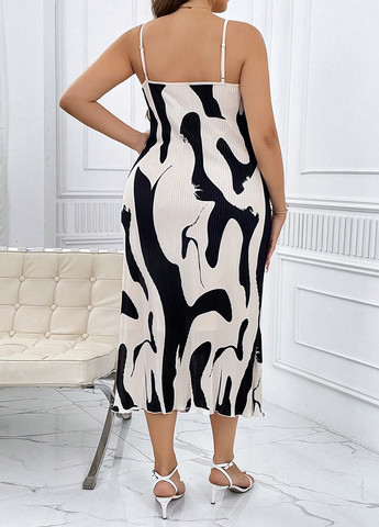 Чорно-білий кежуал сукня сукня-комбінація SHEIN з абстрактним візерунком