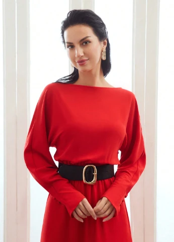 Красное кэжуал платье а-силуэт SHEIN однотонное