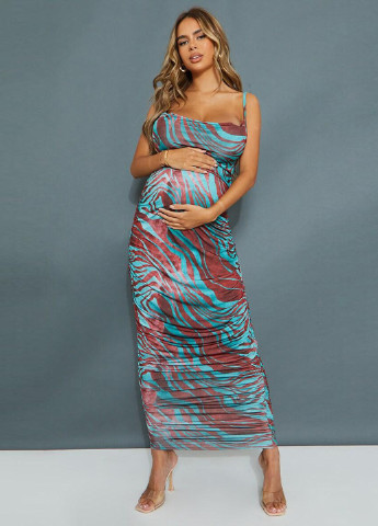 Бирюзовое кэжуал платье для беременных платье-майка PrettyLittleThing с животным (анималистичным) принтом
