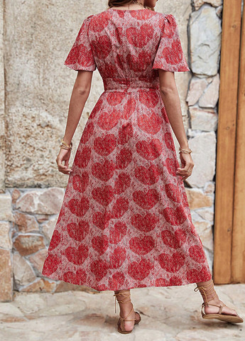 Красное кэжуал платье в стиле ампир SHEIN сердечки