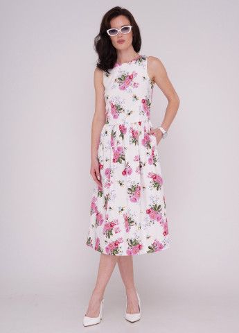 Комбінована кежуал сукня марта-м роза 3 на білому Jet з квітковим принтом
