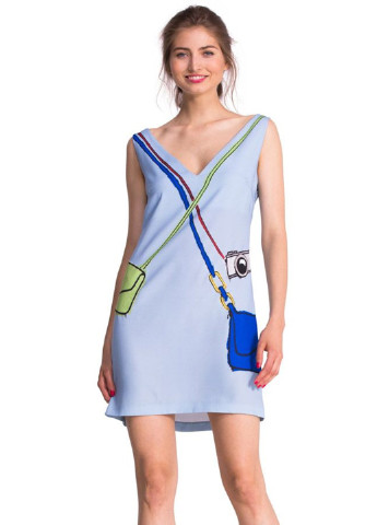 Голубое кэжуал платье Desigual с рисунком