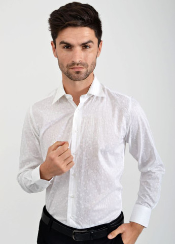Молочная кэжуал рубашка с рисунком Ager с длинным рукавом