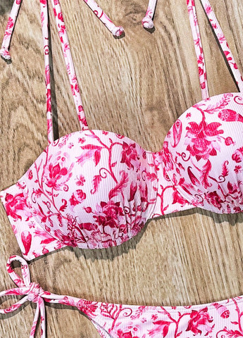 Белый летний купальник (лиф, трусики) балконет, раздельный SHEIN