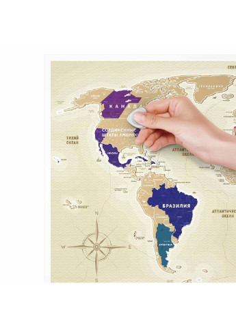 Скретч карта світу "Travel Map Gold World" (рус) (рама) 1DEA.me (254288784)