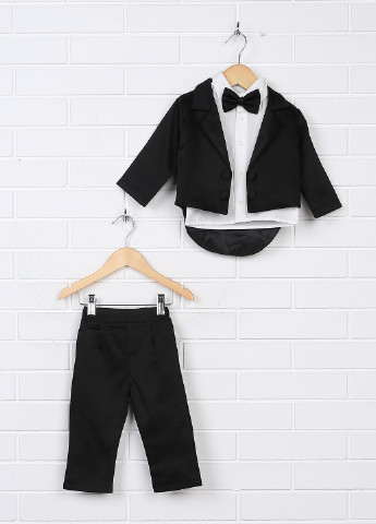 Чорний демісезонний костюм (фрак, сорочка, штани) трійка Pugi Baby