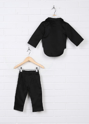 Черный демисезонный костюм (фрак, рубашка, брюки) тройка Pugi Baby