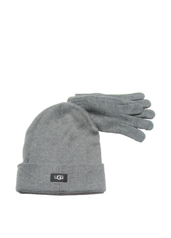Серый демисезонный комплект (шапка, перчатки) UGG