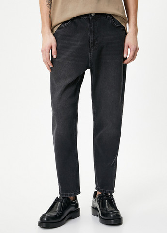 Черные демисезонные зауженные, укороченные джинсы KOTON