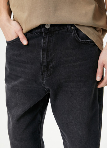 Черные демисезонные зауженные, укороченные джинсы KOTON