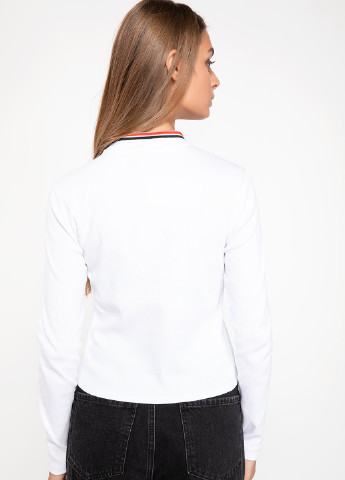 Белая женская футболка-поло DeFacto однотонная