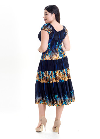 Синее кэжуал платье Natali с цветочным принтом