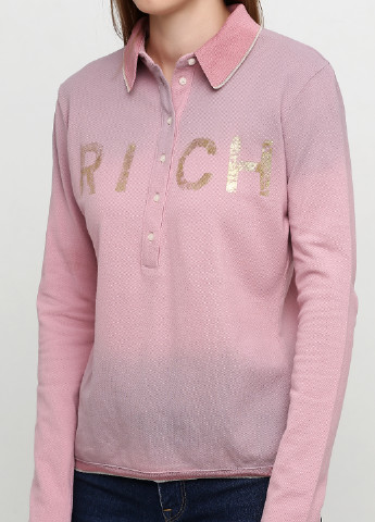 Розовая женская футболка-поло John Richmond с надписью