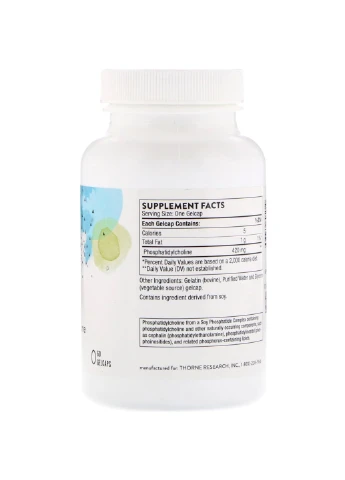Фосфатидилхолин,, Phosphatidyl Choline, 60 гелевых капсул Thorne Research (255409016)