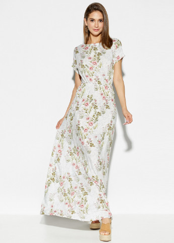 Белое кэжуал платье клеш Karree с цветочным принтом